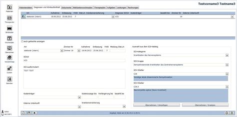 Privatklinik | Verwaltungssystem | Access, SQL Server, Patientenkartei Diagnosenbereich
