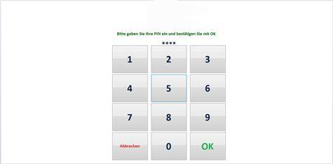 Privatklinik | Patienten-Touchscreen-Terminal | Access, SQL Server, Anmeldebildschirm