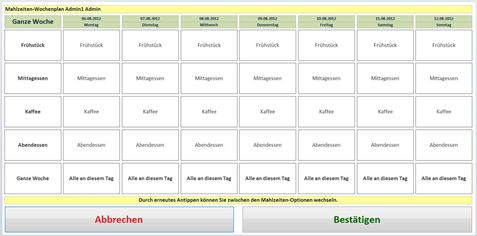 Privatklinik | Patienten-Touchscreen-Terminal | Access, SQL Server, Wochenplanung leer