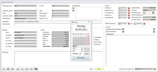 Wohnungsbau | Verwaltungssystem | Access, SQL Server, Detailansicht Wohnungsdaten
