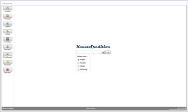 Kunsttransporte | Verwaltungssystem | Access, SQL Server, Startbildschirm